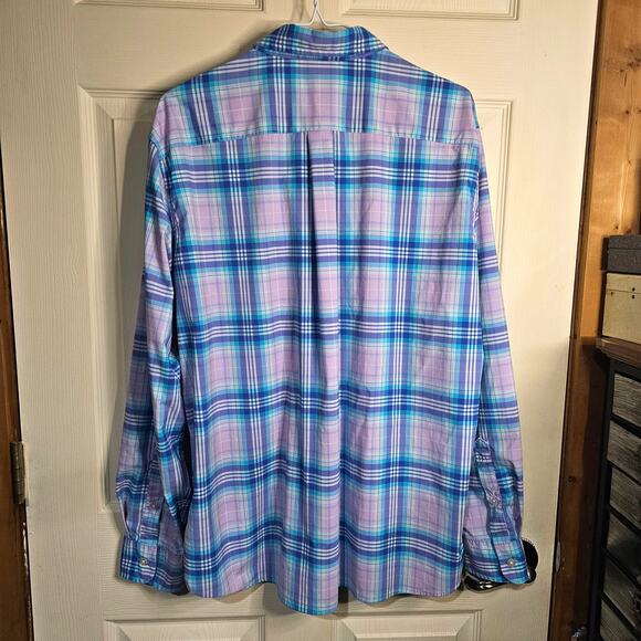 Vineyard Vines Mens Classic Fit Madras Plaid Shirt - Pink and Blue Sz L - Picture 3 of 6